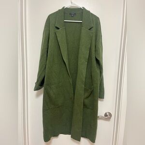 J. Crew Ella open-front long sweater-blazer in Heather Fern